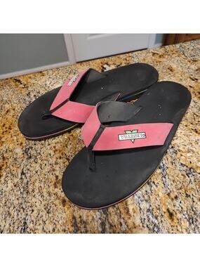 Rare Vuarnet Men's Flip Flops Size 9.5 Black & Pink - ID: Vuarnet